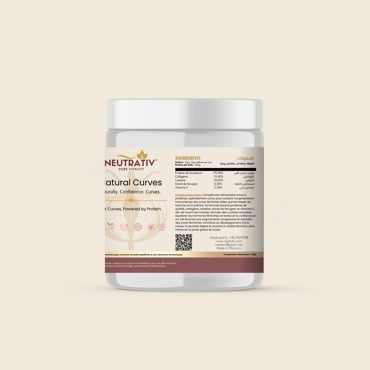 NEUTRATIV® Courbes Naturelles | Protéines pour Fesses, Hanches & Poitrine