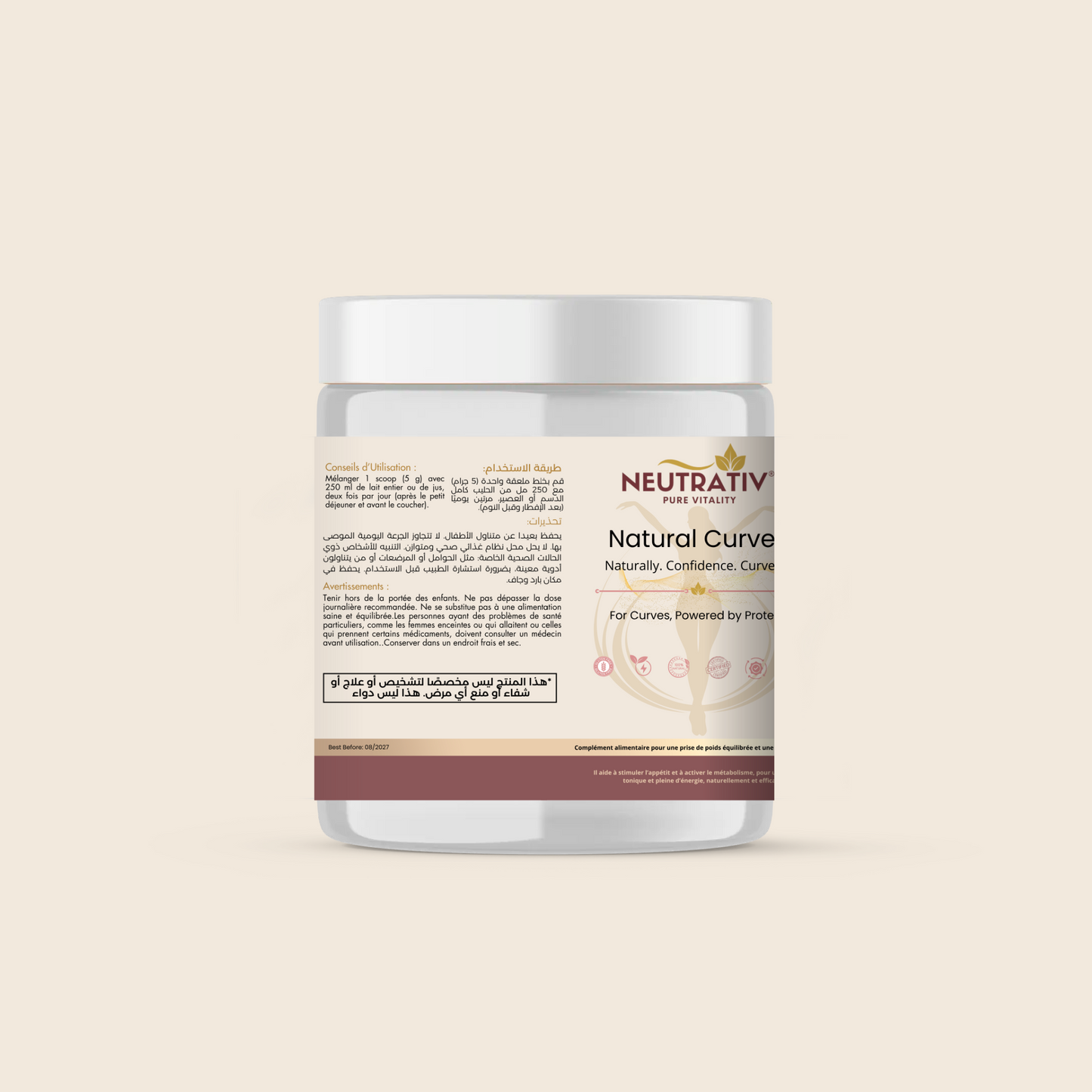 NEUTRATIV® Courbes Naturelles | Protéines pour Fesses, Hanches & Poitrine